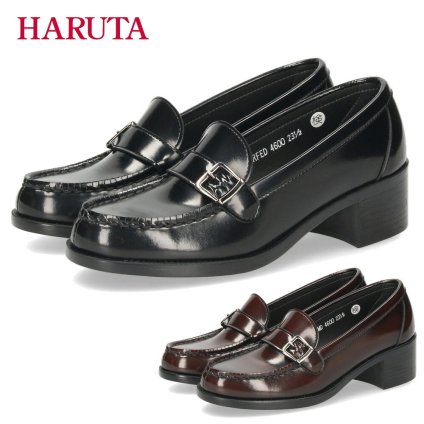 ハルタ ローファー レディース 靴 ３E 幅広 4.5cm チャンキーヒール 歩きやすい HARUTA 4600 学生 通学 黒 ブラック 茶 ブラウン 女の子 卒業式 入学式 定番