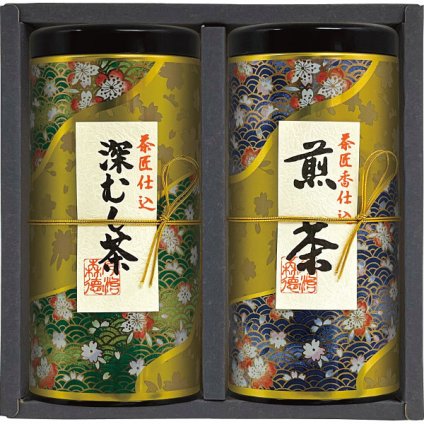宇治森徳 茶匠仕込 流香 [26-0421-066] SYE-20 香仕込煎茶 深むし茶 オリジナル茶缶入 日本茶 お茶 茶葉 詰め合わせ 詰合せ 2缶 飲み比べ ギフト 贈り物 プレゼント 内祝い お返し