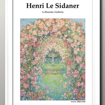 日本製 アンリ ル シダネル 薔薇の庭 A3 サイズ ポスター アート おしゃれ 絵画 インテリア 北欧 イラスト マット紙 艶消し アートパネル 額 フレーム デザイン 壁掛け ギフト 新築祝い ディスプレイ  速達 送料無料