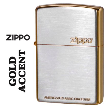 【名入れ】【送料無料】 zippo ジッポ ライター ゴールドアクセント シルバーサテン仕上げ PREMIUM COLLECTION 20AC-IA シルバー・ゴールド オイルライター かっこいい プレミアム コレクション 唐草 高級感 メンズ おしゃれ ギフト プレゼント[z20AC-IA]