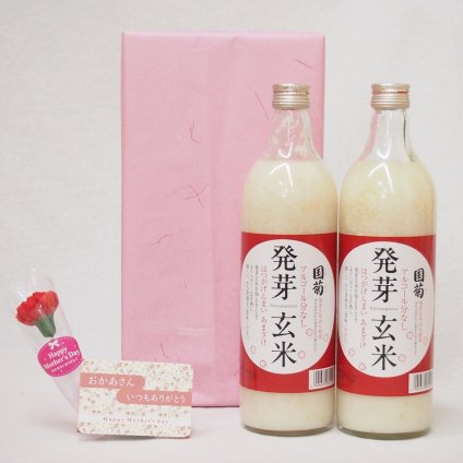 母の日ギフトお母さんありがとうノンアル甘酒セット(国菊発芽玄米あまざけ985g×2)母の日カード お母さんありがとうカーネイション