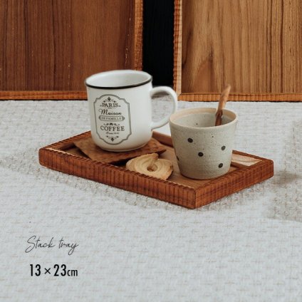スタックトレイ 13×23cm DA-01[木製 トレー 1人用 小さいトレイ コーヒー カフェトレイ 角 おしゃれ 小さめ おぼん お盆 木 トレイ 角型 四角 木製プレート ウッドプレート カフェ 気分 おうちカフェ カフェ風 ウッド キャッシュトレイ] 即納