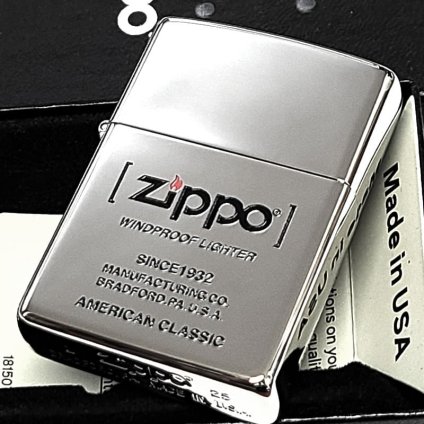 ZIPPO ロゴ 鏡面仕上げ シンプル ジッポ ライター 彫刻 銀ミラー American Classic Edition おしゃれ シルバー かっこいい メンズ プレゼント ギフト