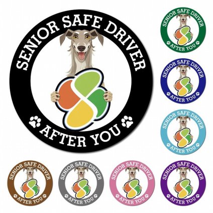 カーサイン 高齢者マーク SENIOR SAFE DRIVER ディアハウンド マグネット 強力 直径13cm 肉球 日本製 車 ステッカー
