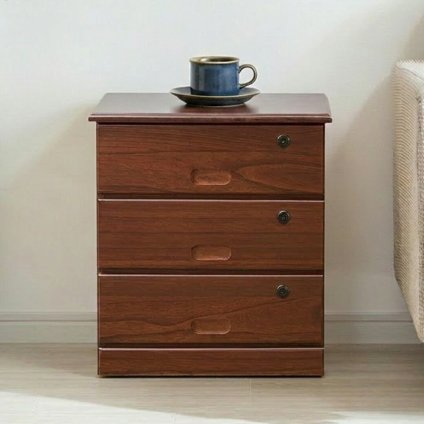 鍵付き チェスト 木製 3段 桐 キャビネット ローチェスト 幅46cm 奥行35cm 高さ42cm A4 対応 完成品 シークレットチェスト 収納 タンス 引き出し 貴重品 通帳 書類 隠しキャスター 移動 楽 シンプル 新生活 贈り物 送料無料
