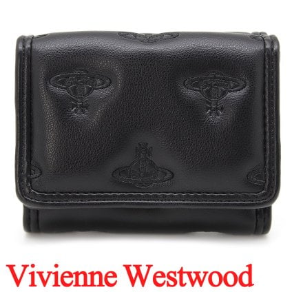 ヴィヴィアンウエストウッド 三つ折り財布 ミニ財布 レディース メンズ 男女兼用 折り財布 Vivienne Westwood ヴィヴィアン マルチオーブ型押し ブラック VW4291 (51070057W-S002K-N201) 【2026年秋冬モデル】 【ラッピング無料 誕生日 お祝い プレゼント ギフト 贈り物】