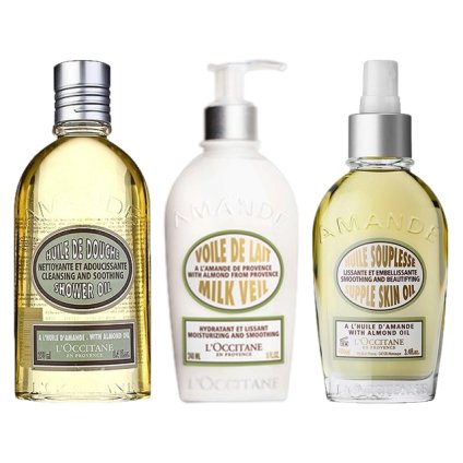 ロクシタン アーモンド 3点セット/ モイスチャライジング　シャワーオイル 250ml  ＋  ミルクヴェール 240ml  ＋  サプルスキンオイル  100ml 新処方    |  L'occitane  入浴剤・バスオイル 美容グッズ コスメ化粧品 誕生日 クリスマス ホワイトデー 結婚記念日 ウエディング
