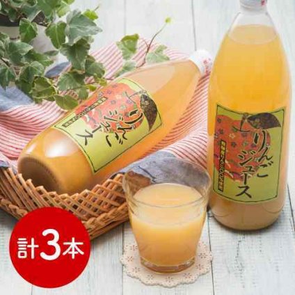 JAひだ 飛騨産りんごジュース 1L×3本 岐阜県産 果汁100% りんごジュース リンゴジュース 林檎 アップルジュース 1000ml 3本セット ジュースギフト 国産 飛騨高山 熨斗対応 のし名入れ お中元 御中元 お歳暮 御歳暮