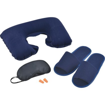 【直送】トラベル5点セット ポーチ付き [26-0602-052] ST-92 トラベルグッズ 旅行用品 簡易スリッパ エアー枕 耳栓 アイマスク 収納ポーチ 防災グッズ 災害備蓄 景品 粗品 ノベルティ ギフト プレゼント