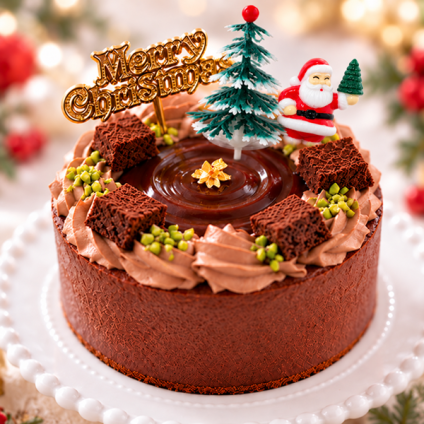 クリスマスケーキ 2026 チョコレートケーキ4号 ベルギー産チョコ 北海道生クリーム100%　新食感#ふわひん
