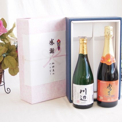 感謝の贈り物ボックス フルーティーな香り球磨焼酎と国産ワインセット(北海道の詩 プレミアムキャンベル赤ワイン 甘口(北海道)720ml純米焼酎川辺(熊本県)720ml