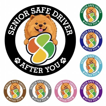 カーサイン 高齢者マーク SENIOR SAFE DRIVER チャウチャウ ステッカー シール 直径13cm 肉球 日本製 車