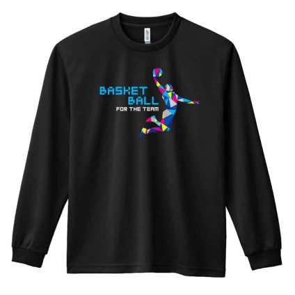バスケ ロンT 長袖 Tシャツ メンズ 練習着 レディース ジュニア ウェア ドライ おもしろ tシャツ 名入れ おしゃれ キッズ 文字入れ無料 「ポリゴンシルエットのバスケ」 アートワークスコウベ 【送料無料】