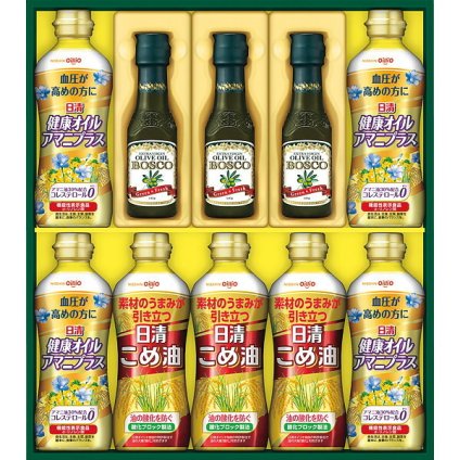 日清オイリオ ボスコ オリーブオイル ヘルシーオイルギフト [26-0449-076] BM-50A こめ油 アマニプラス 詰め合わせ セット ギフト 内祝い 出産 結婚