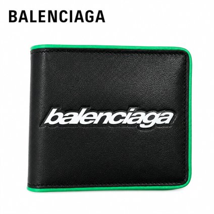 バレンシアガ BALENCIAGA  財布 二つ折り財布 867054/2ACF2 ブラック/グリーン 黒 ブランドロゴ 送料無料 ギフト プレゼント 誕生日 バースデー