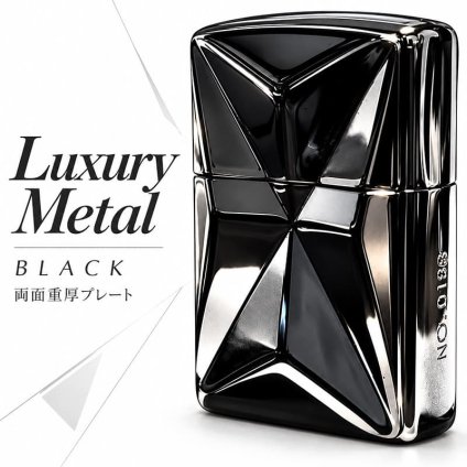 ZIPPO 限定 ラグジュアリーメタル 両面加工 ジッポ ライター 重厚プレート ブラックニッケル おしゃれ シリアルNo.入り 彫刻 高級 かっこいい 黒 メンズ ギフト プレゼント