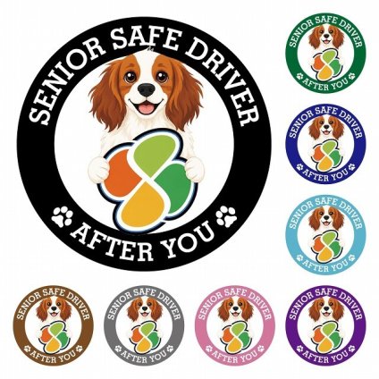 カーサイン 高齢者マーク SENIOR SAFE DRIVER コーイケルホーンディエ ステッカー シール 直径13cm 肉球 日本製 車