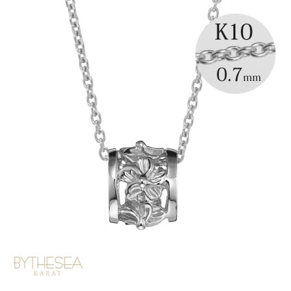 ゴールド ネックレス ハワイアンジュエリー ネックレス ホワイトゴールド バレル 樽 ハイビスカス透かし 14K K14ホワイトゴールド K10 10Kあずきチェーン太0.7mm ギフトラッピング可能 彼女 妻 女性 レディース プレゼント ハロウィン 【品番：CG-GP106W】