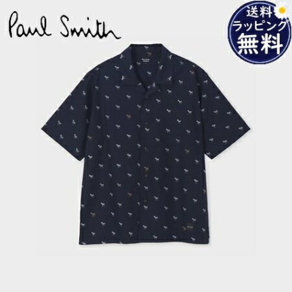 【無料ラッピング】 ポールスミス Paul Smith シャツ 半袖 Zebra Pattern オープンカラーシャツ 綿 100% ネイビー  メンズ ブランド 正規品 新品 ギフト プレゼント 人気 おすすめ 誕生日 記念日 クリスマス 送料無料 psm522144