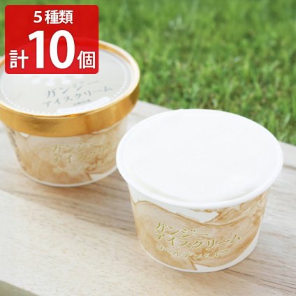 加勢牧場 ガンジーアイスクリーム 食べ比べ ギフトセット 5種計10個入り アイス詰合せ おやつ デザート カップアイス