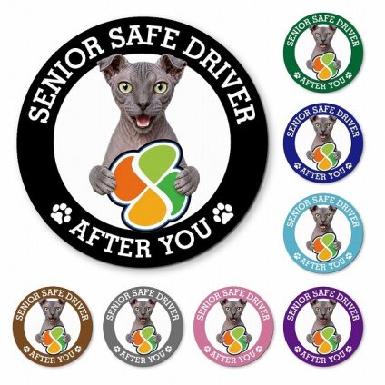 カーサイン 高齢者マーク SENIOR SAFE DRIVER ユークレニアンレフコイ マグネット 強力 直径13cm 肉球 日本製 車 ステッカー