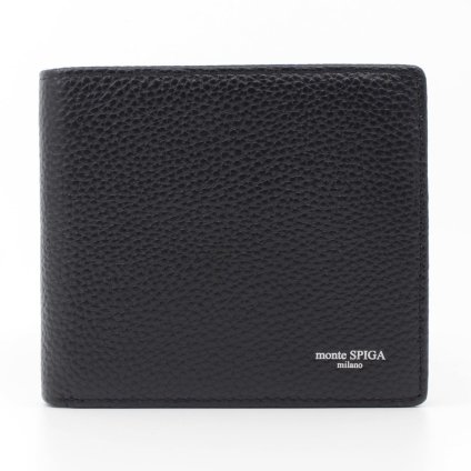 モンテスピガ　monte SPIGA　二つ折り財布　MOSMSP104BK　ブラック　黒　レザー　牛革　ウォレット