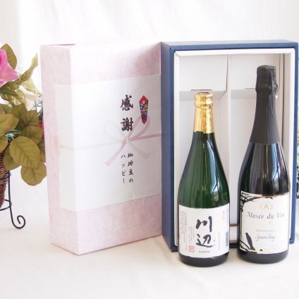 感謝の贈り物ボックス フルーティーな香り球磨焼酎と国産ワインセット(おたる醸造 旅路orange 白ワイン やや辛口(北海道)720ml純米焼酎川辺(熊本県)720ml