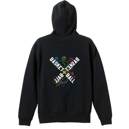 バスケ パーカー プルオーバー メンズ レディース ジュニア 練習着 裏パイル おもしろ 名入れ スウェット おしゃれ キッズ 大きいサイズ 文字入れ無料 「ネオンスタイルのクロスBASKETBALL」 アートワークスコウベ 【送料無料】