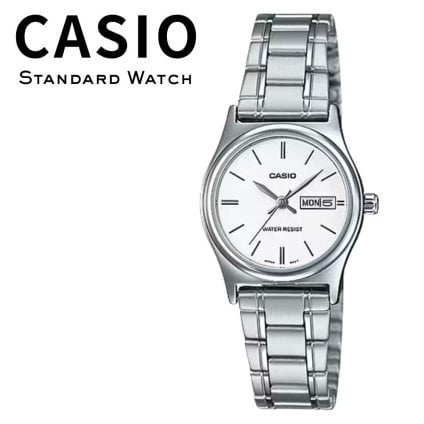 箱なし カシオ 腕時計 レディース CASIO ホワイト シルバー 曜日 日付 カレンダー メタルベルト シンプル 仕事 通勤 海外モデル 逆輸入 プレゼント ギフト 成人 卒業 入学 