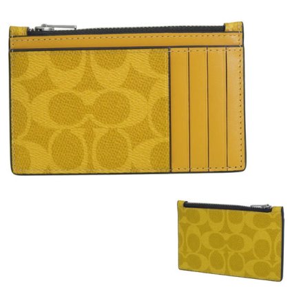 コーチ COACH カードケース コインケース 小銭入れ アウトレット PVC レザー ZIP CARD CS SIG CV764 SVY3 イエロー