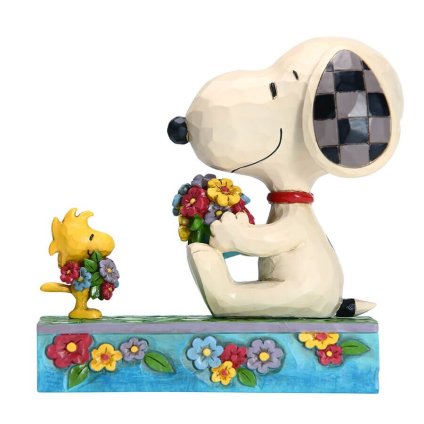 スヌーピー ウッドストック 花束 ブーケ 11.4cm | ジムショア ピーナッツ グッズ フィギュア 人形 置物 彫刻 Jim Shore 正規輸入品