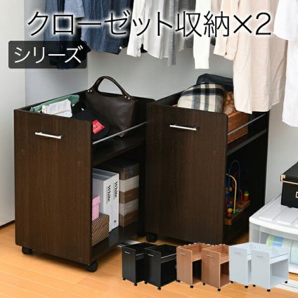 ラック ワイド ワゴン クローゼット 収納 2個セット 幅38.5 奥行58 .5 キャスター付き 大容量 日用品 生活用品 隙間 押入れ収納 棚 本棚 漫画 CD DVD スライド 新生活