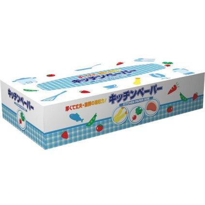【直送】ＢＯＸキッチンペーパー 100枚 [26-0576-094] 50組 BOXタイプ パルプ100％ キッチン消耗品 景品 粗品 ノベルティ プチギフト ギフト