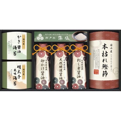 伊賀越 天然醸造蔵仕込み 和心詰合せ [26-2753-058] GNF-DJZ 調味料ギフト 天然醸造醤油 牡蠣醤油海苔 明太子風味海苔 本枯れ鰹節 藻塩 詰め合わせ 贈り物 御中元 御歳暮 内祝い 出産 結婚 お返し ギフト