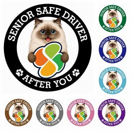 カーサイン 高齢者マーク SENIOR SAFE DRIVER ヒマラヤン ステッカー シール 直径13cm 肉球 日本製 車