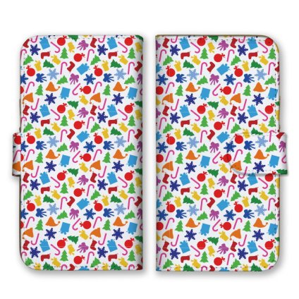 ＼全機種対応／ スマホケース 手帳型 スマホカバー 手帳タイプ スマートフォン ケース カバー 柄物 パターン クリスマス グッズ カラフル かわいい おしゃれ カードホルダー付き カード収納 合皮 合成レザー