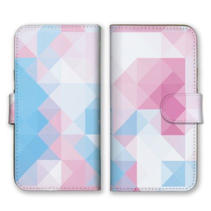＼全機種対応／ スマホケース 手帳型 スマホカバー 手帳タイプ スマートフォン ケース カバー タイル 三角 トライアングル パターン パステル かわいい おしゃれ カードホルダー付き カード収納 合皮 合成レザー