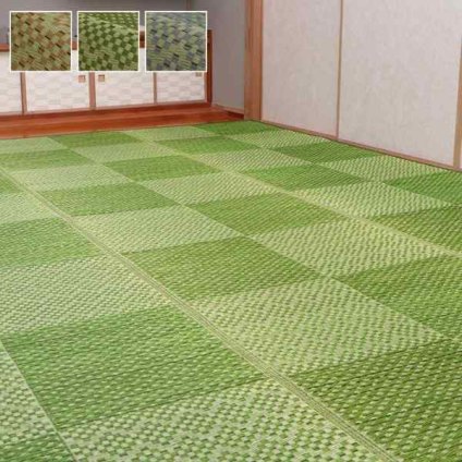 ラグ 国産 純国産 日本製 小林製薬 持続性抗菌剤 KOBA-GUARD 制菌 抗菌防臭  夏 い草 市松 モダン 滑り止め 不織布 約191×191cm