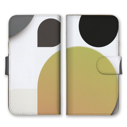＼全機種対応／ スマホケース 手帳型 スマホカバー 手帳タイプ スマートフォン ケース カバー ランダム パターン 図形 イエロー かわいい おしゃれ かっこいい カードホルダー付き カード収納 合皮 合成レザー