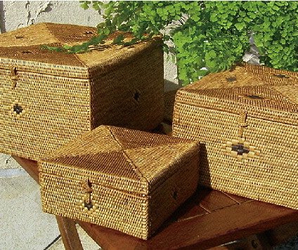 カゴバッグ 熟練職人手作り アタ 四角マルチボックス(Ｌサイズ) プレゼント ギフト 贈り物