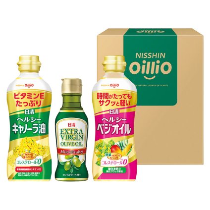 日清オイリオ ヘルシーオイル&エキストラバージンオリーブオイルギフト  ／オリーブオイル 油 調味料 食品 敬老の日 プレゼント ギフト お彼岸 お供え 秋 2026 送料無料 ギフト プレゼント プチギフト 内祝い 快気祝い 出産祝い 結婚祝い 引出物 新築祝い お返し