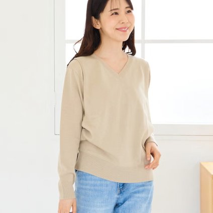 【送料無料】授乳服〈授乳/マタニティ〉Vネックニットトップス