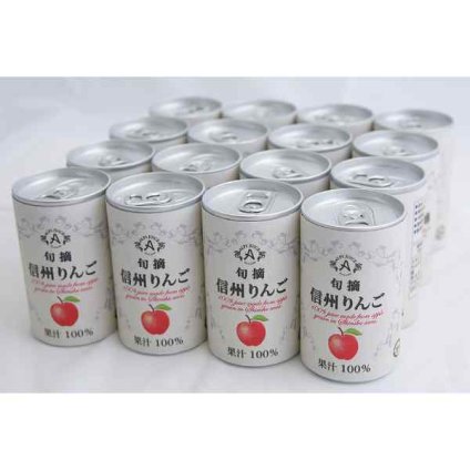 信州 りんごジュース ストレート 100% フジ 16缶 ギフト おしゃれ 詰め合わせ 高級 お中元 お歳暮 内祝い 出産 結婚 御礼 御祝 善光寺平 松本平 長野県産 国産 砂糖不使用 リンゴジュース プレゼント 贈り物 常温 缶