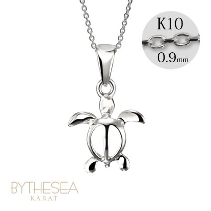 ゴールド ネックレス ハワイアンジュエリー ネックレス ホヌ ホワイトゴールド ネックレス 幸せを運ぶ ホヌ Sサイズ 14K K14ホワイトゴールド K10カットあずきチェーン太さ0.9mm ギフトラッピング可能 メンズ レディース ハロウィン 【品番：CG-GP116W-228SDC4】