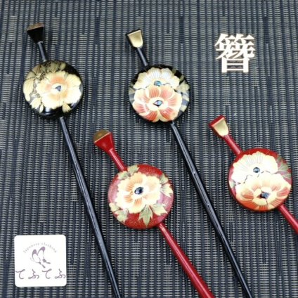 送料無料 髪飾り かんざし 蒔絵 敬老の日 平打 バチ型 【クリックポスト発送】結婚式 和装 着物 振袖 お土産 プレゼント レトロ ヘアーアクセサリー ヘッドドレス 送料無料