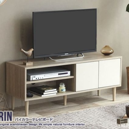 テレビ台 テレビボード バイカラー 幅110cm リビングボード テレビラック TVボード TV台 TVラック おしゃれ AV収納 ナチュラルモダン コンパクト 収納 扉付き Erin 可愛い 37インチ 42インチ 42V 木目 ディスプレイボード 新生活