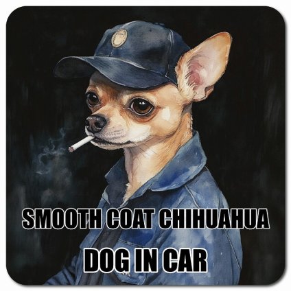 名入れ可 Smooth Coat Chihuahua スムースコートチワワ カーサイン 車 マグネット 強力 13x13cm 正方形 作業服 ちょい悪 マグネットステッカー 犬 かっこいい おしゃれ 安全対策 煽り運転 屋外 防水 屋内