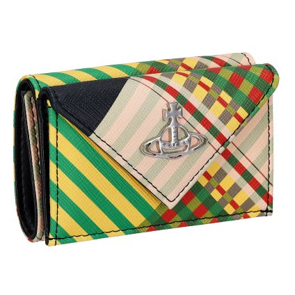 ヴィヴィアンウエストウッド Vivienne Westwood 財布 三つ折り財布 折りたたみ財布 小銭入れ付き 51150009U O102 レディース チェック柄 グリーン系マルチカラー