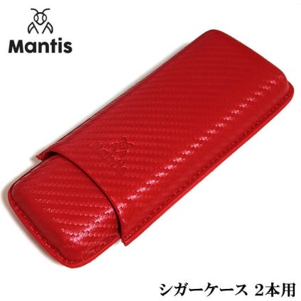 Mantis シガーケース 赤 2本用 喫煙具 持ち運び コンパクト カーボン プレゼント ギフト マンティス レッド 葉巻ケース おしゃれ たばこ 高級 メンズ かっこいい