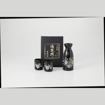 点描桜　酒器揃（黒） 磁器 美濃焼 やきものの里から、暮らしを贈ります。　ギフト 食器 セット テーブルウェア